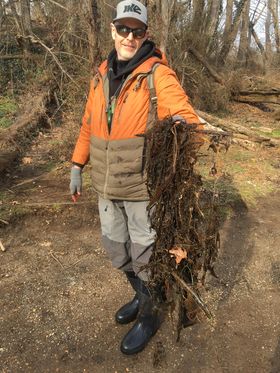 Resident James Reilley pulled a massive amount of fishing line from Strawbridge Lake.